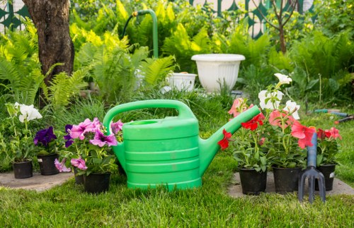 Landscape gardening project in Cowley with planting and lawn layout
